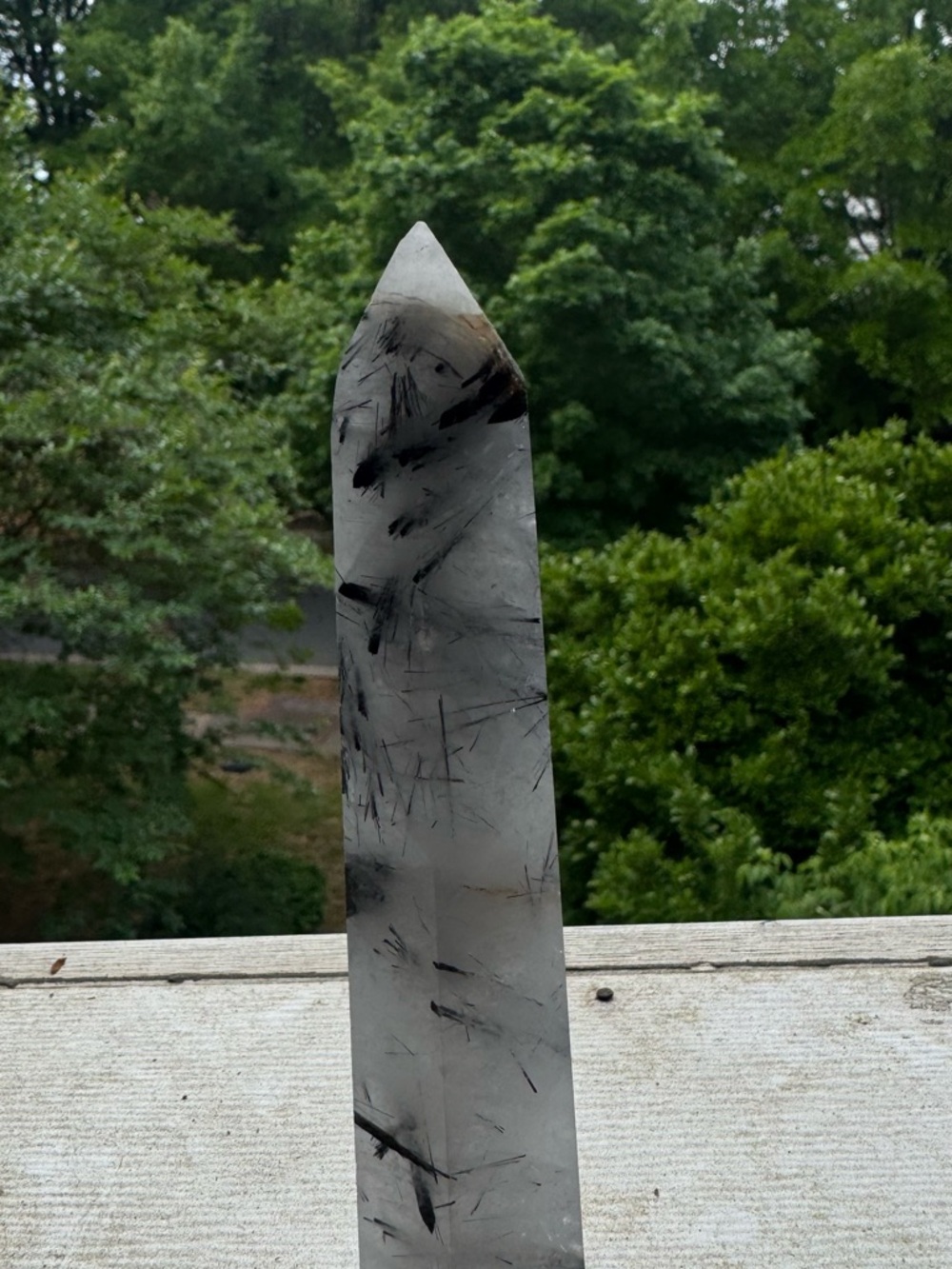 Black Tourmaline Quartz Tower Crystal Sculpture - Unbranded